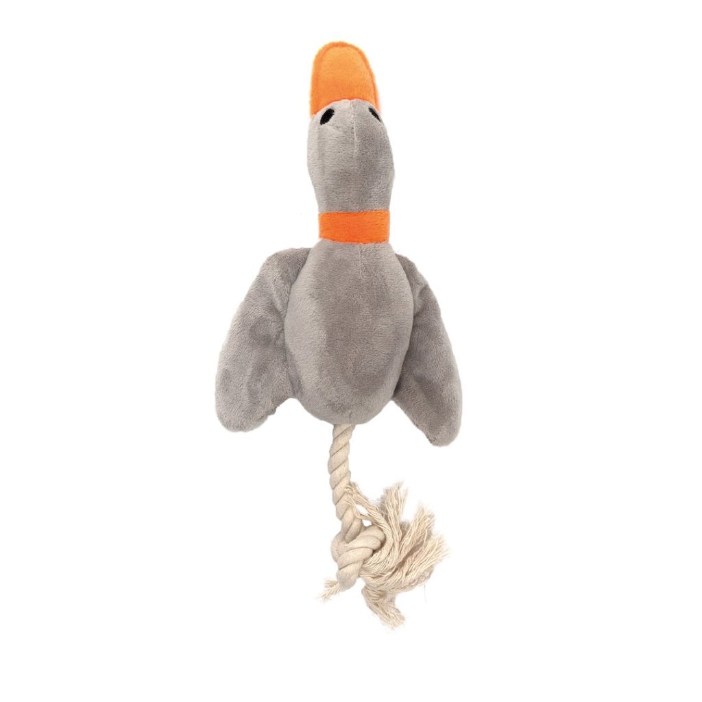HAP TOY RUSTY PLUSH DUCK ROPE GREY 33CM