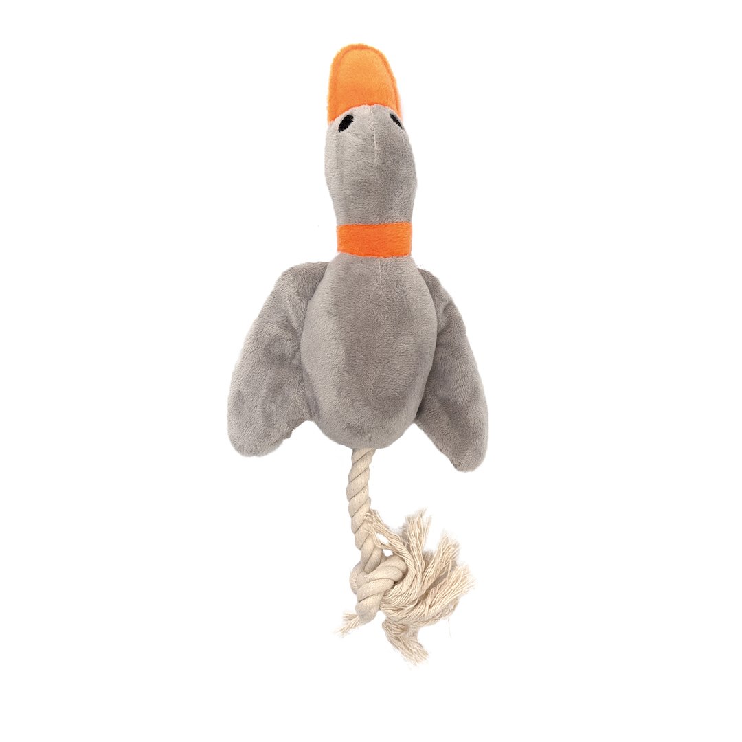 HAP TOY RUSTY PLUSH DUCK ROPE GREY 33CM