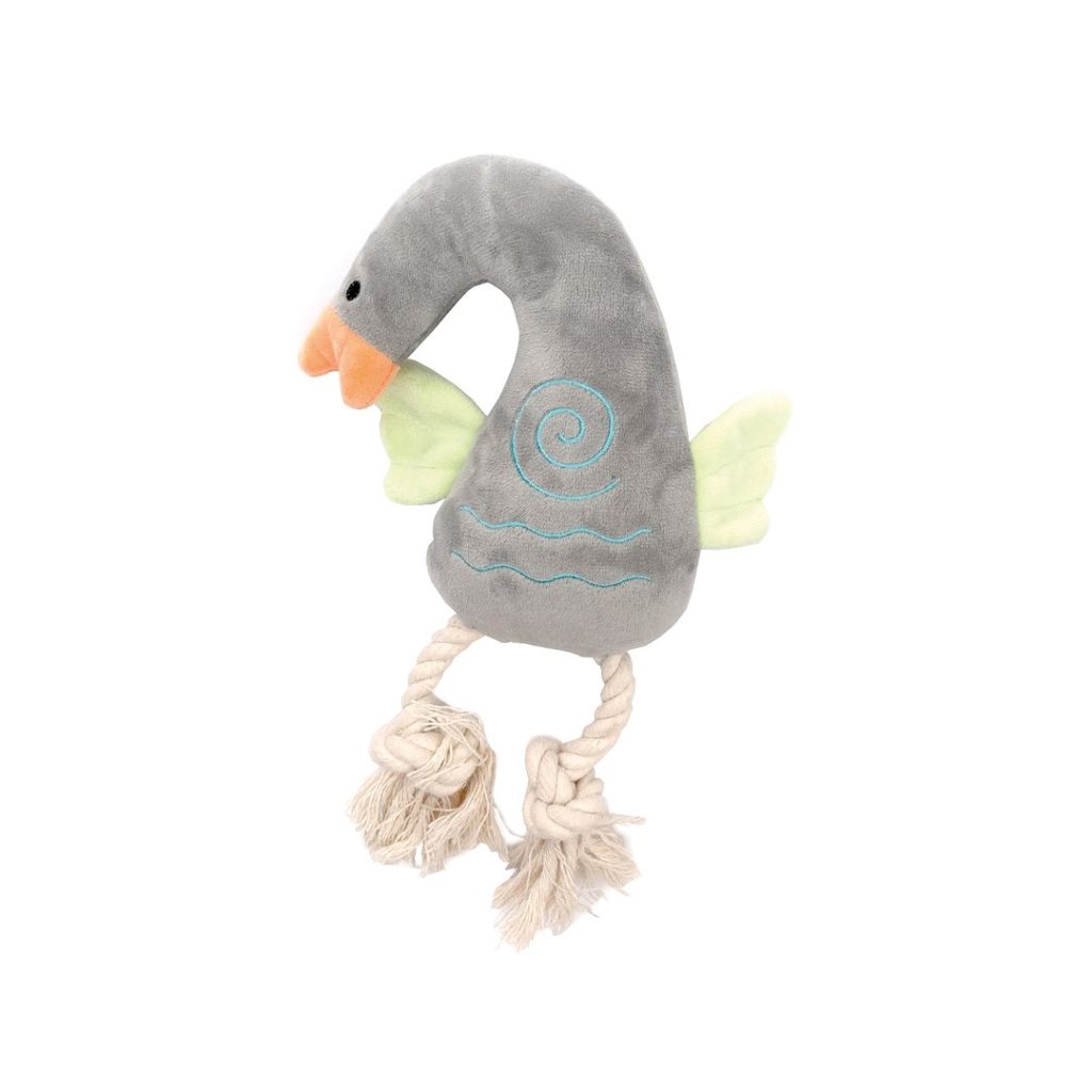 HAP TOY RUSTY PLUSH SWAN 2 ROPES GREY 33